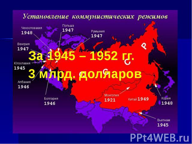 За 1945 – 1952 гг. 3 млрд. долларов