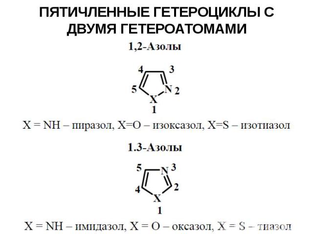 ПЯТИЧЛЕННЫЕ ГЕТЕРОЦИКЛЫ С ДВУМЯ ГЕТЕРОАТОМАМИ