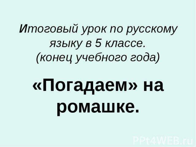 Итоговый урок по русскому языку в 5 классе. (конец учебного года) «Погадаем» на ромашке.