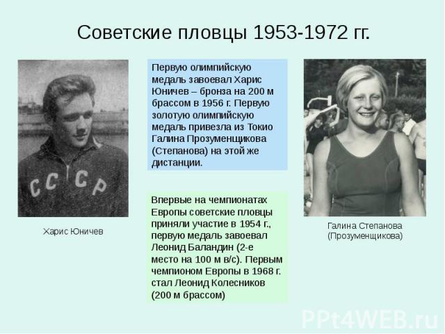 Советские пловцы 1953-1972 гг.