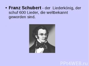 Franz Schubert - der Liederkönig, der schuf 600 Lieder, die weltbekannt geworden