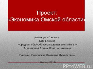 Проект: «Экономика Омской области» ученицы 3 Г класса БОУ г. Омска «Средняя обще