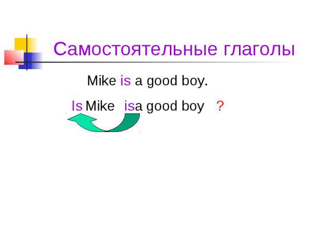 Самостоятельные глаголы Mike is a good boy.