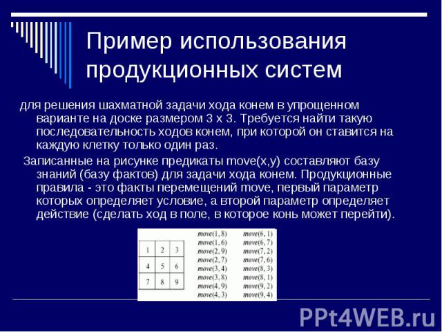 для решения шахматной задачи хода конем в упрощенном варианте на доске размером 3 x 3. Требуется найти такую последовательность ходов конем, при которой он ставится на каждую клетку только один раз. для решения шахматной задачи хода конем в упрощенн…