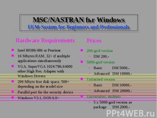 MSC/NASTRAN fьr Windows FEM-System for Beginners and Professionals 200-grid vers