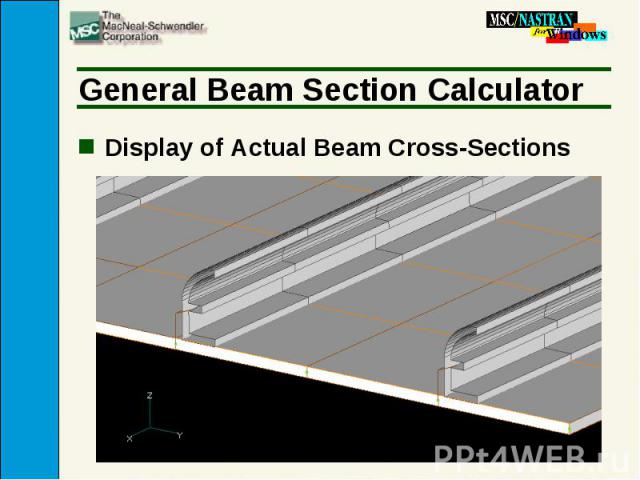 General Beam Section Calculator Display of Actual Beam Cross-Sections
