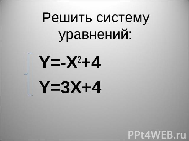 Y=-X2+4 Y=-X2+4 Y=3X+4