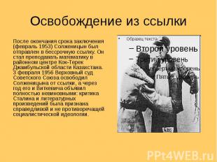 Освобождение из ссылки После окончания срока заключения (февраль 1953) Солженицы