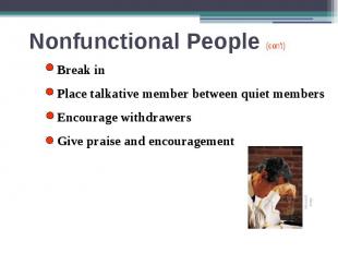 Nonfunctional People (con’t)
