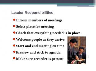 Leader Responsibilities