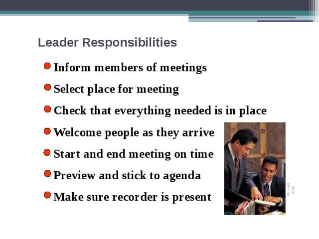 Leader Responsibilities