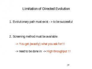 Limitation of Directed Evolution