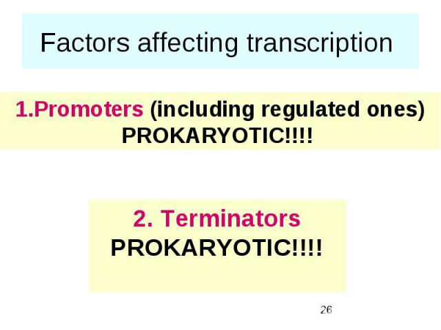 Factors affecting transcription