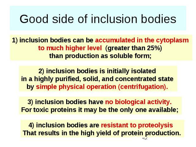 Good side of inclusion bodies