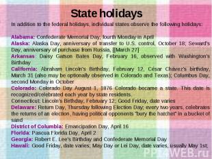 State holidays