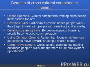 Opens Horizons: Cultural competency training helps people think outside the box.