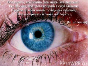 Все видеть, все понять, все знать, все пережить, Все видеть, все понять, все зна