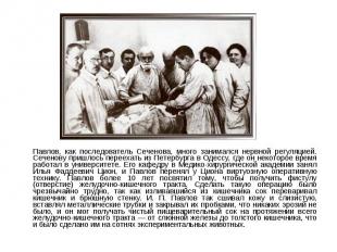 Павлов, как последователь Сеченова, много занимался нервной регуляцией. Сеченову