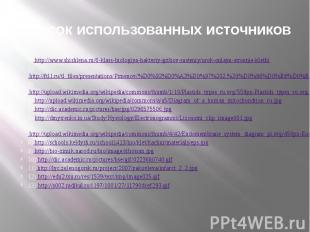 Список использованных источников 1) http://www.shishlena.ru/6-klass-biologiya-ba