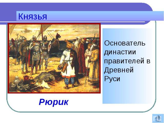Князья Основатель династии правителей в Древней Руси