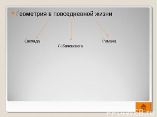 Геометрия в повседневной жизни Геометрия в повседневной жизни