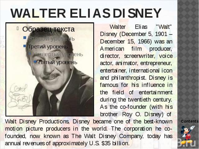 WALTER ELIAS DISNEY