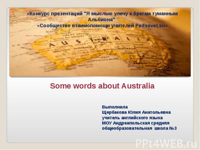 Some words about Australia