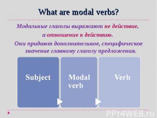 Модальные глаголы выражают не действие, Модальные глаголы выражают не действие,