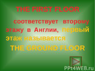 THE FIRST FLOOR соответствует второму этажу в Англии, первый этаж называется THE