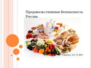 Продовольственная безопасность России. Горовых А.Е (Т-093)