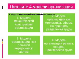 Назовите 4 модели организации
