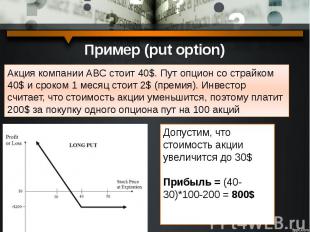 Пример (put option)