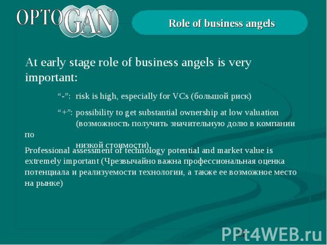 Role of business angels