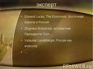 эксперт Edward Lucas, The Economist, Восточная Европа и Россия Zbigniew Brzezins