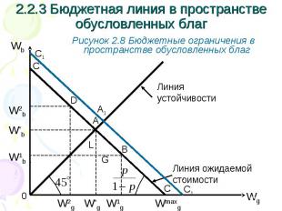 Рисунок 2.8 Бюджетные ограничения в пространстве обусловленных благ Рисунок 2.8