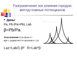 Даны: Даны: Pa, Pb (Pa&gt;Pb), Lab β=Pb/Pa Зона влияния В на фоне А – круг с рад