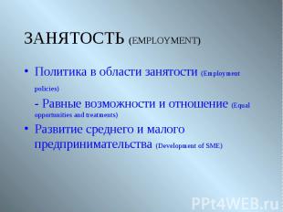Политика в области занятости (Employment policies) Политика в области занятости