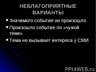 Значимого события не произошло Значимого события не произошло Произошло событие