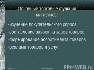 -изучение покупательского спроса -изучение покупательского спроса -составление з