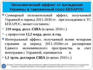 Суммарный положительный эффект, получаемый Украиной в период 2011-2030 гг. при в