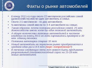 К концу 2011-го года около 22 миллионов российских семей (домохозяйств) имели од