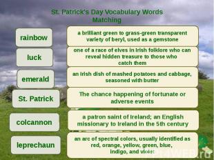 St. Patrick's Day Vocabulary Words Matching