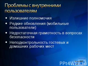 Излишние полномочия Излишние полномочия Редкие обновления (мобильные пользовател