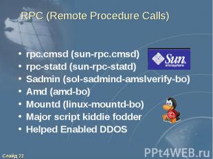 RPC (Remote Procedure Calls) rpc.cmsd (sun-rpc.cmsd) rpc-statd (sun-rpc-statd) S
