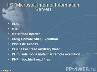 IIS (Microsoft Internet Information Server) RDS HTR Malformed header Htdig Remot