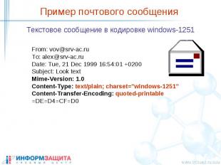 Пример почтового сообщения Текстовое сообщение в кодировке windows-1251
