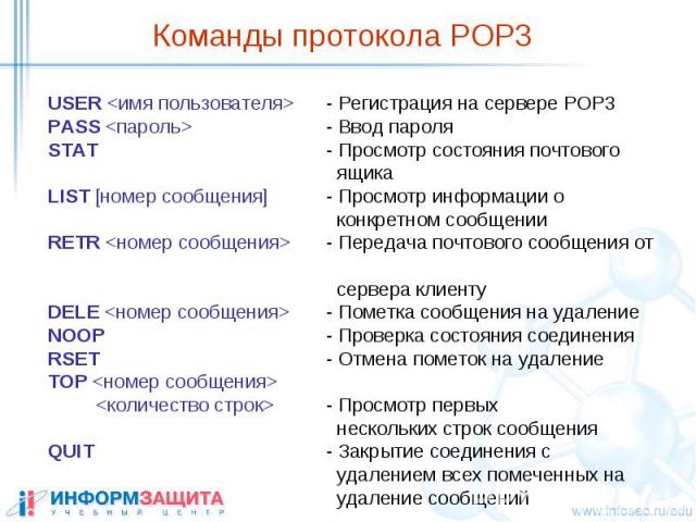 Команды протокола POP3