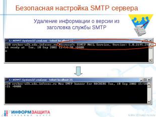 Безопасная настройка SMTP сервера Удаление информации о версии из заголовка служ