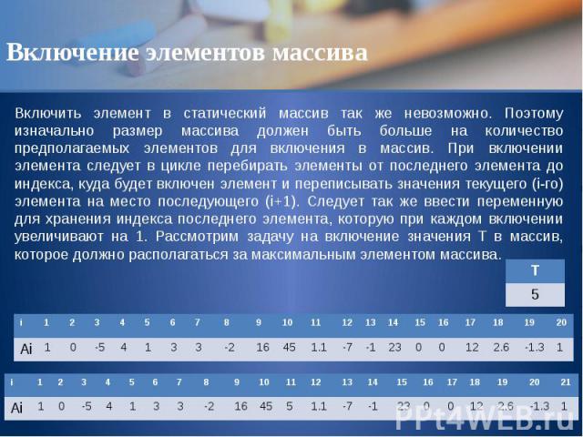 Объясните причину использования массивов при написании компьютерных программ