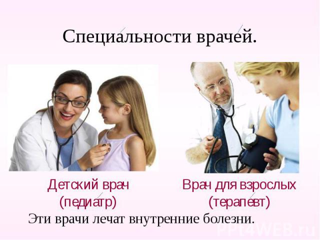 Специальности врачей.